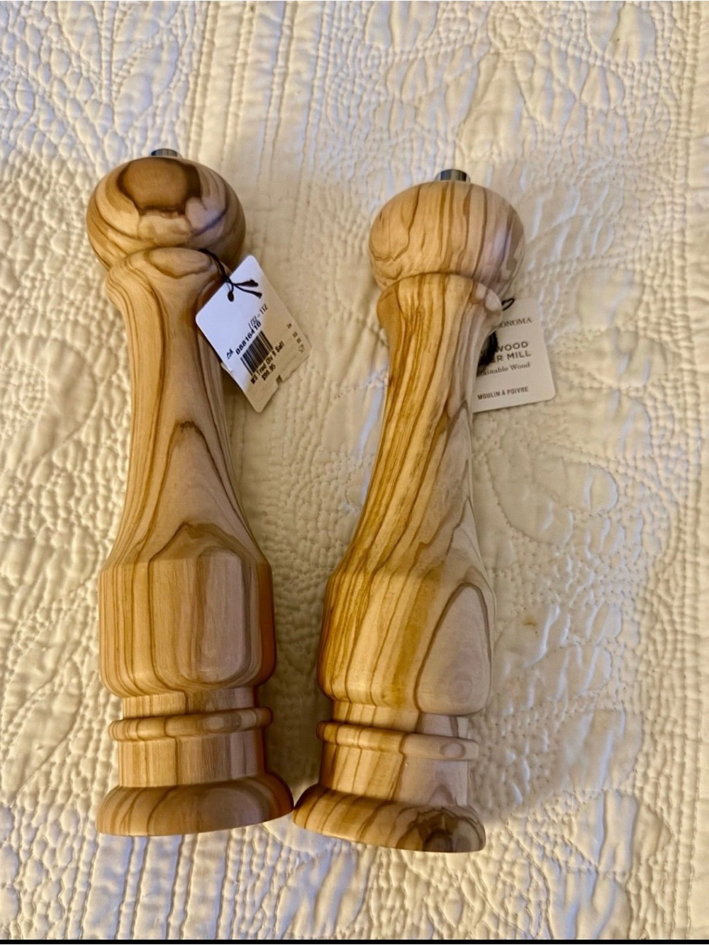 Williams Sonoma Traditional Olivewood 9"Salt & Pepper Mills Bundle🧑🍳